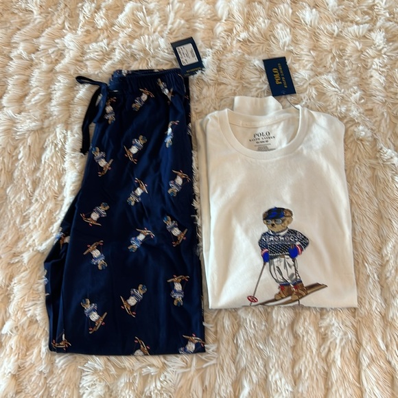 🎉Host Pick🎉Polo Ralph Lauren Mens 2-pc Set Navy Bottom/Cream Top Loungewear XS - Picture 1 of 16